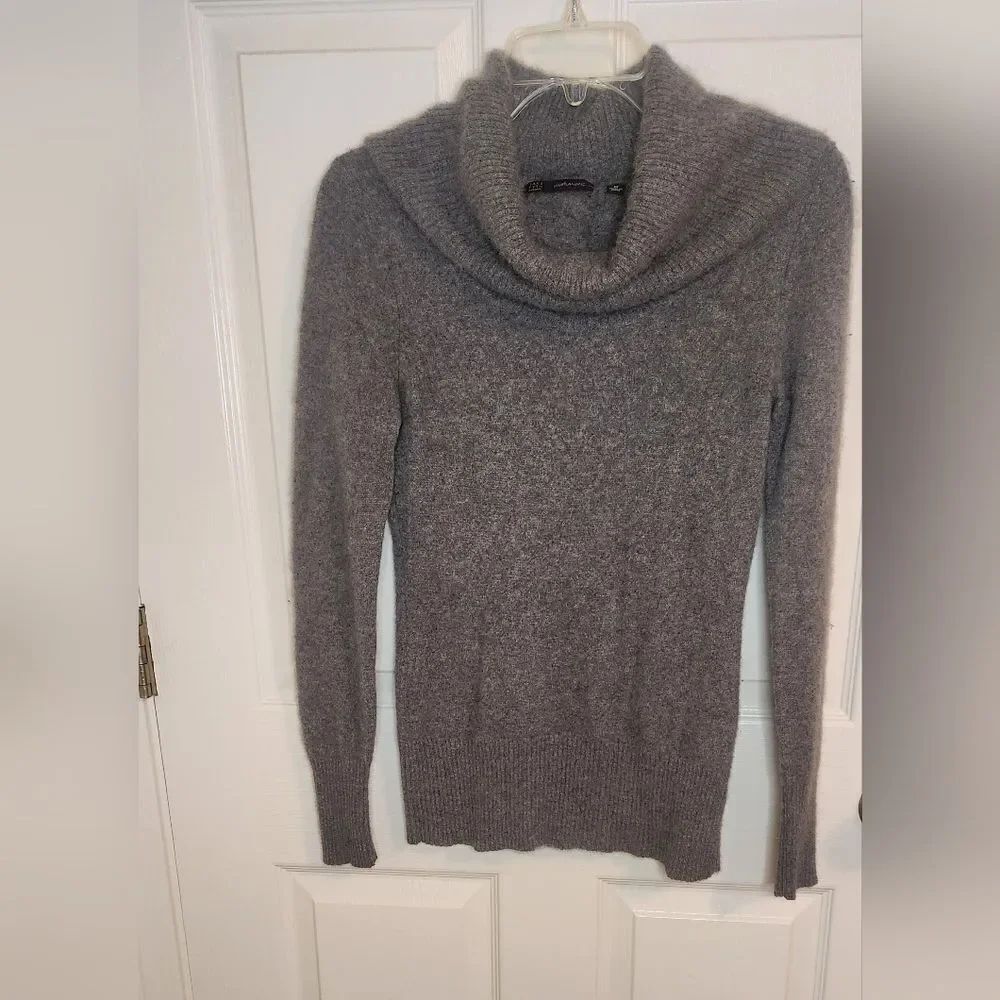 Saks Fifth Avenue M Gray Cowl Neck 100% CASHMERE Lslv Women'sSweater